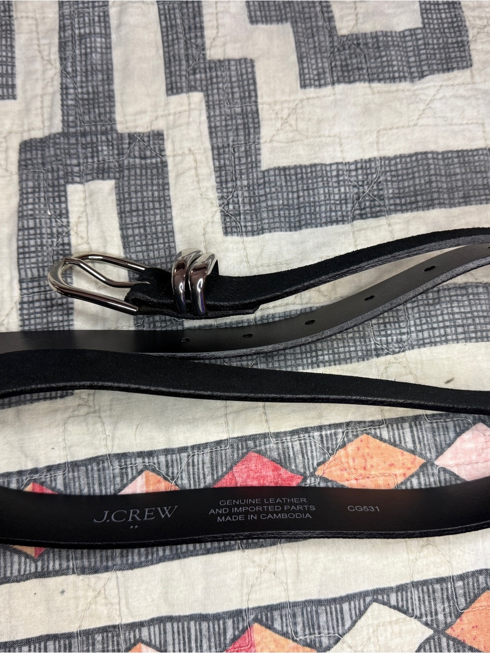 J. Crew Black Leather Belt with Silver-Tone Buckle NWOT